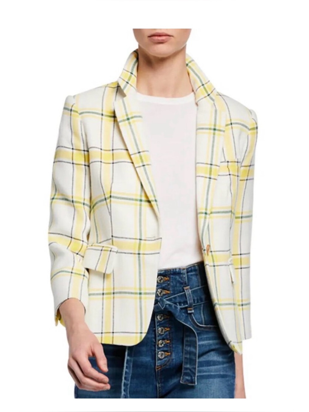 Veronica Beard Schoolboy Windowpane Plaid Blazer Jacket